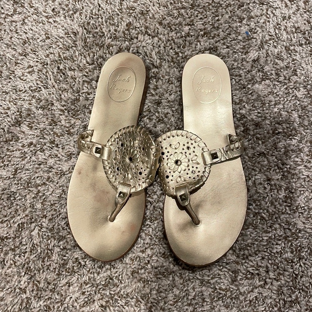 Jack Rogers Gold Sandals, size 8, lightly used
